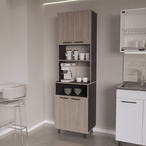 English Elm FM Bullhead City Kitchen Pantry Storage Cabinet with Open Shelves, 4 Doors, Scratch-Resistant Finish B128P301398