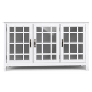 English Elm Connaught Solid Wood Buffet with Glass Doors Bronze Hardware Heritage Dining Storage White B136P436047