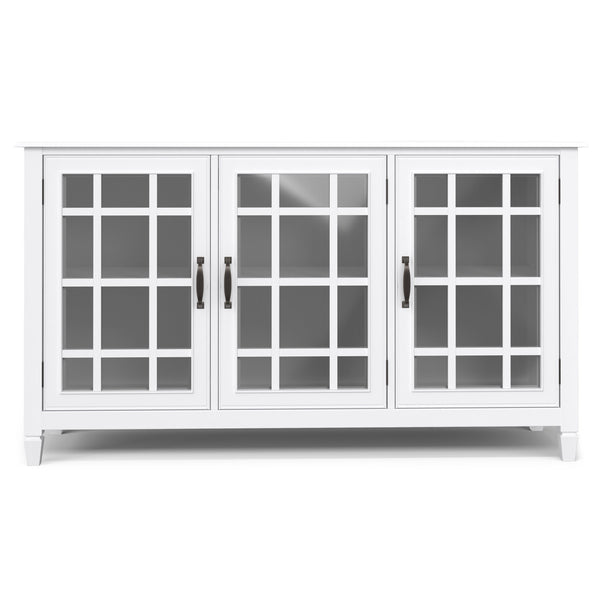 English Elm Connaught Solid Wood Buffet with Glass Doors Bronze Hardware Heritage Dining Storage White B136P436047