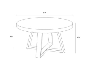 Sunpan Devons Industrial Rustic Coffee Table - Unique Concrete Round Top with Espresso Wood Base, 36" Wide