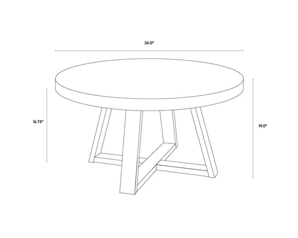 Sunpan Devons Industrial Rustic Coffee Table - Unique Concrete Round Top with Espresso Wood Base, 36" Wide