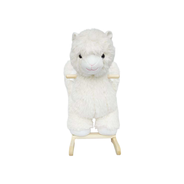 English Elm Kids Alpaca Plush Rocking Toy with Lullaby Sounds Jingle Bells and Safety Belt W3723P374144