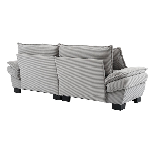 English Elm Corduroy Modern Sofa Sleeper Loveseat with Double-Layer Cushions, Two Pillows, Sturdy Frame 84" LIGHT GREY W676P227345
