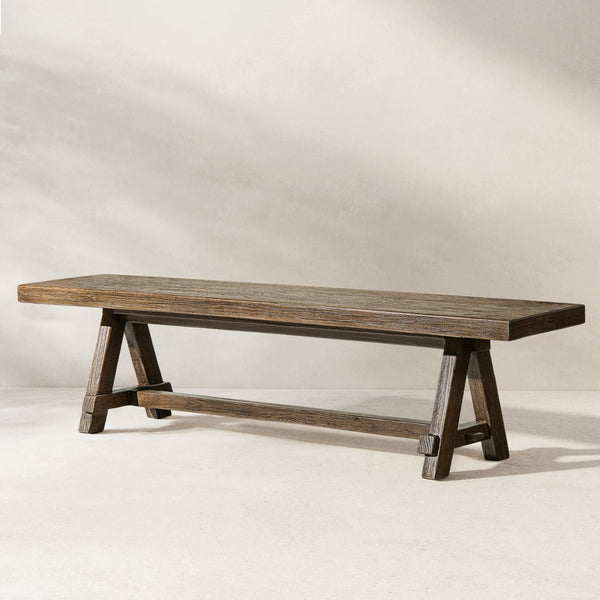 English Elm Hawthorne Reclaimed Elm Trestle Dining Bench Solid Wood Farmhouse Seat 72 Inch Brown B2719P474442