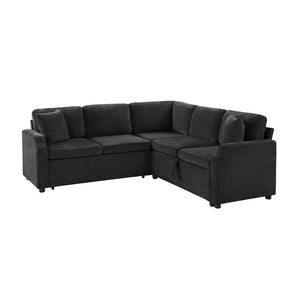 English Elm Sectional L-Shaped Sofa Bed With Storage & Guest Sleeper - Modern Chenille Upholstered Comfort N719S002070B-GIGA