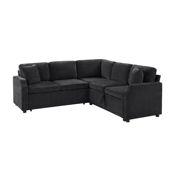 English Elm Sectional L-Shaped Sofa Bed With Storage & Guest Sleeper - Modern Chenille Upholstered Comfort N719S002070B-GIGA