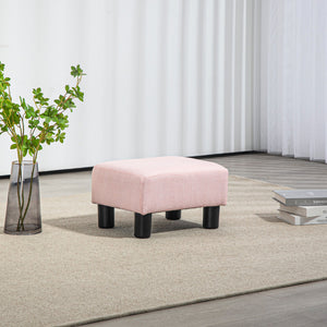 English Elm Homcom Compact Pink Ottoman Footrest, Stylish Linen Upholstered Cube Seat For Living Room Decor W2225P217638