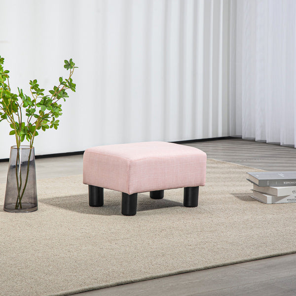 English Elm Homcom Compact Pink Ottoman Footrest, Stylish Linen Upholstered Cube Seat For Living Room Decor W2225P217638