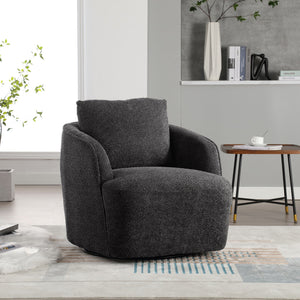 English Elm 30.3"w Boucle Barrel Swivel Chair 360 Rotation Lounge Seating for Living Room Charcoal W3188P400932