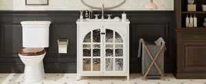 English Elm Christopher Knight Home® - 30 Inches Vintage Rustic Bathroom Vanity With Ceramic Sink, Soft-Close Doors & Antique Bronze Pulls N817P299512W