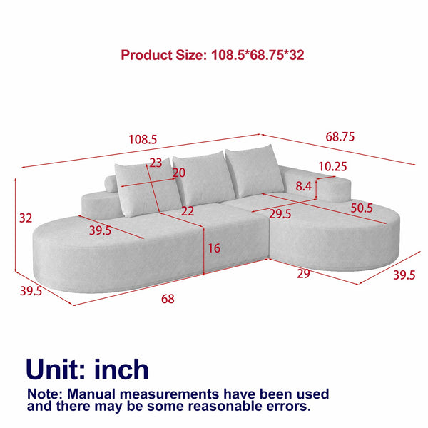English Elm Modern Curved Sectional Sofa Set - Chenille Upholstered L-Shaped Couch For Stylish Living Room Comfort W834S00450