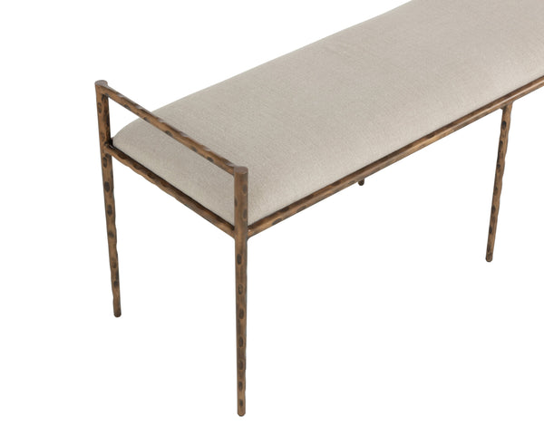 Sunpan Esai Bench - Exquisite Performance Fabric and Antique Brass Frame for Elegant Indoor/Outdoor Style Zenith Taupe Grey