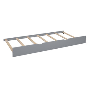 English Elm Wooden Twin House Bed with Trundle and 3 Back Shelves, Pine Frame Playful Loft Design for Kids Gray 41.7 L x 16.25 W x 6 H N733S316110E