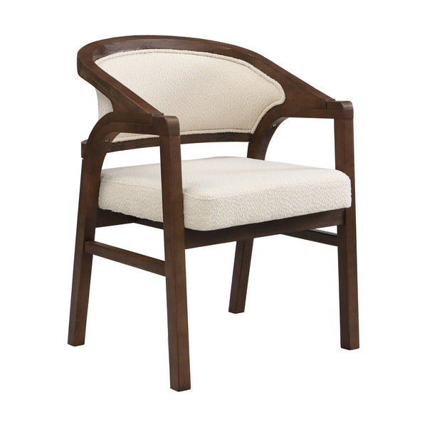 English Elm Christopher Knight Home® - Wooden Modern Dining Chair with Ergonomic Curved Back and Bouclé Upholstery, Solid Rubberwood Craftsmanship Beige,Walnut N771P346814T