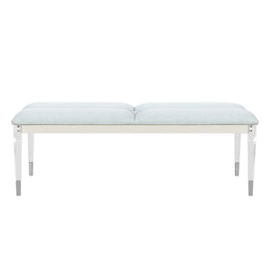 English Elm URIUNI Champagne Gold Bedroom Bench with Acrylic Legs, Plush Seat, Solid Wood Frame, Silver Tips B201P299038