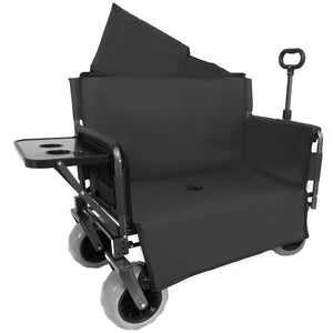 English Elm 3-in-1 Collapsible Wagon with Folding Tabletop Cup Holders All Terrain Beach Camping Black W2932P421326