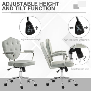 English Elm Homcom Glam Velvet-Feel Swivel Office Chair, Adjustable With Rhinestone Tufting For Chic Comfort W2225P250015