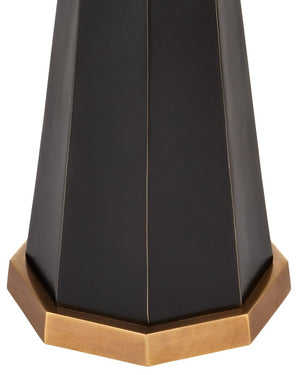Currey & Company Gieves Floor Lamp - Elegant Bronze & Antique Brass Design With Striped Shade For Timeless Charm Gold Stone ,Cast Aluminum ,Brass 8000-0174-currey-company
