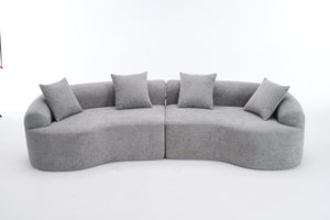 English Elm Curved Boneless Sofa modular 110" sectional with high-density foam & spring core, kid‑friendly curves, no assembly required for easy moving and cozy lounging Grey W2231S00007