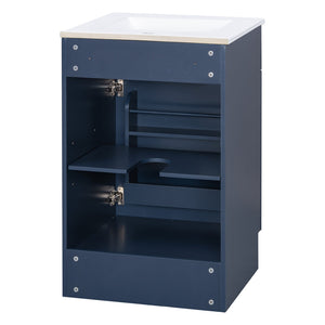 English Elm [video] 20 Inch Freestanding Bathroom Vanity with Ceramic Sink Soft Close Cabinet Blue N759P237946C