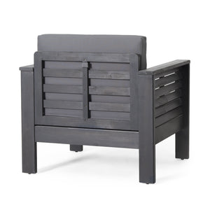English Elm Christopher Knight Home® - Acacia Outdoor Loveseat and Chat Set with Water-Resistant Cushions, Shutter Slat Design, Dark Gray 70692.00DGRY-2_70844.00DGRY
