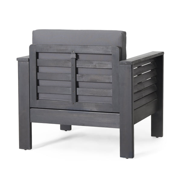 English Elm Christopher Knight Home® - Acacia Outdoor Loveseat and Chat Set with Water-Resistant Cushions, Shutter Slat Design, Dark Gray 70692.00DGRY-2_70844.00DGRY