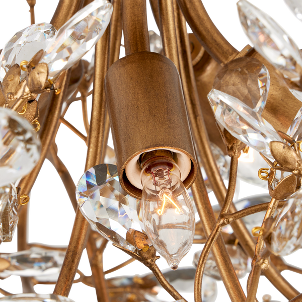 Crystal Bud Semi-Flush Mount Light Fixture - Elegant Brass and Crystal Design for Modern Spaces