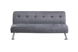 English Elm Blue Blue Grey Polyfiber Convertible Sofa Bed with Tufted Upholstery, Metal Legs & USB Port — Modern Guest Room Essential B011P381494