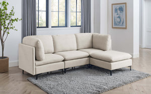 English Elm Linen Upholstered Modular Sectional Sofa with Tall Black Metal Legs for Living Room Almond B2748S00097
