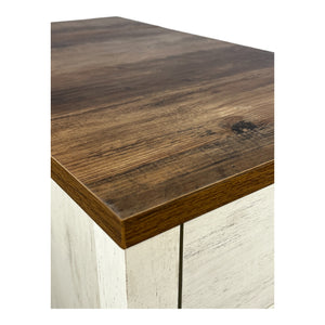 English Elm Farmhouse Nightstand with Charging Station and Barn Door Drawer — USB-C, AC Outlets, Compact Storage Brown+White W1412P230407