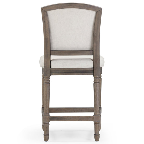 English Elm 26" Counter Stool Weathered Frame Woven Upholstery Turned Legs Kitchen Island Seating Gray B2751P436455
