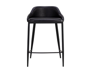 Sunpan Astra Counter Stool - Modern Faux Leather Design with Strong Iron Legs for Stylish Comfort Black / Nightfall Black
