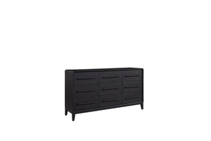 English Elm 9 Drawer Dresser with Felt Top Drawers, Cedar-Lined Bottoms, Jewelry Box & Smooth Side Guides Black 73.75 L x 22.5 W x 38 H B2699P237492