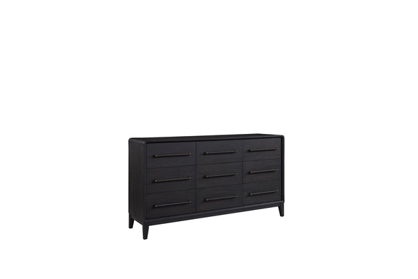 English Elm 9 Drawer Dresser with Felt Top Drawers, Cedar-Lined Bottoms, Jewelry Box & Smooth Side Guides Black 73.75 L x 22.5 W x 38 H B2699P237492