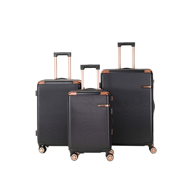 English Elm 4-piece Hard Shell Abs Spinner Luggage Set with Built-in Lock and Telescoping Handle Black T3292P337796