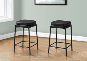 English Elm Barstool, Set Of 2 Counter Height Stools In Black Leather Look With Sturdy Metal Legs For Modern Spaces B2710P287016