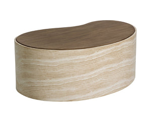 Sunpan ISHIKO Coffee Table - Sculptural Organic Design with Warm Wood-Effect Top & Durable Concrete Base 112580