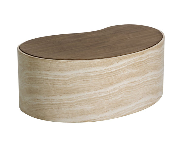 Sunpan ISHIKO Coffee Table - Sculptural Organic Design with Warm Wood-Effect Top & Durable Concrete Base 112580