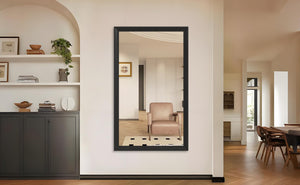 English Elm 60"x36" Oversized Modern Rectangle Mirror with Aluminum Frame Explosion-Proof Glass for Bathroom and Bedroom Black W708P297671