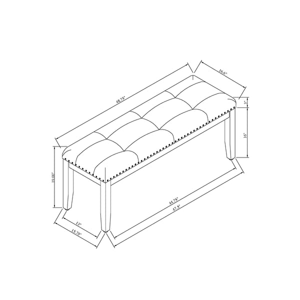English Elm OCEANIC Light Grey Dining Bench – Solid Wood Frame, Upholstered Fabric Seat, Contemporary Block Legs B201P405656