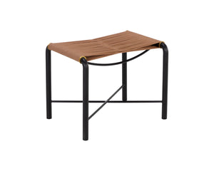 Sunpan RIZ Stool - Handcrafted Tan Leather Accent with Black Steel Frame & Gold Accents for Modern Elegance 110706