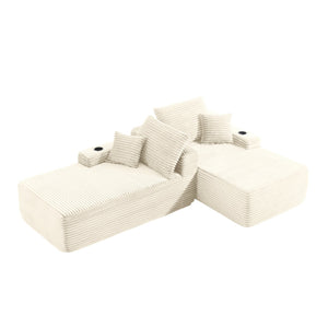 English Elm New1-69" Cloud Sectional Plush Fabric Double Chaise Sofa Deep Seat Modern Lounge W3975P500747
