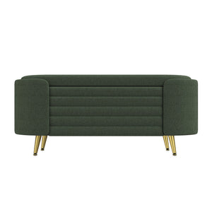 English Elm Modern Boucle Tufted Storage Ottoman Bench with Gold Legs for Bedroom or Entryway Green N719P305628F