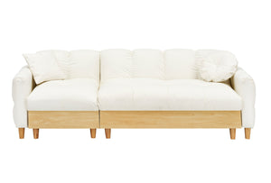 English Elm 86.61 Modern Teddy Fabric Sofa Bed with Storage, Solid Wood Frame, Gold Legs, 500lb Capacity Beige W1278S00070