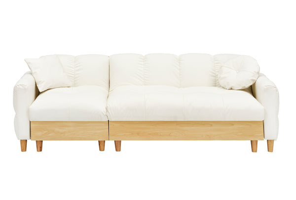 English Elm 86.61 Modern Teddy Fabric Sofa Bed with Storage, Solid Wood Frame, Gold Legs, 500lb Capacity Beige W1278S00070