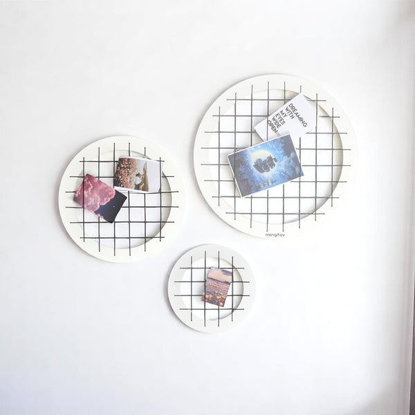 English Elm Talok Memory Board Wall Decor Set of 3 Round Grid Frames — Modern Wooden Photo Display for Home Gifts Black B029P331454