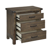 English Elm Jayzen Brown 3-Drawer Nightstand With Felt Lined Top Drawer