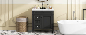 English Elm 30'' Modern Bathroom Vanity With Ceramic Sink & Soft-Close Drawers - Stylish Storage Solution! N710P206904B