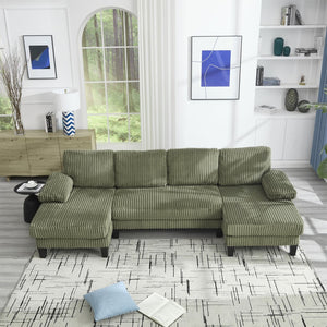 English Elm Modern U-Shaped 4-Seat Sofa With Double Chaise - Luxurious Velvet Couch For Stylish Living Spaces W2705S00016-GIGA