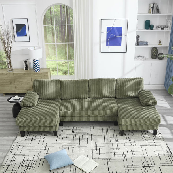 English Elm Modern U-Shaped 4-Seat Sofa With Double Chaise - Luxurious Velvet Couch For Stylish Living Spaces W2705S00016-GIGA